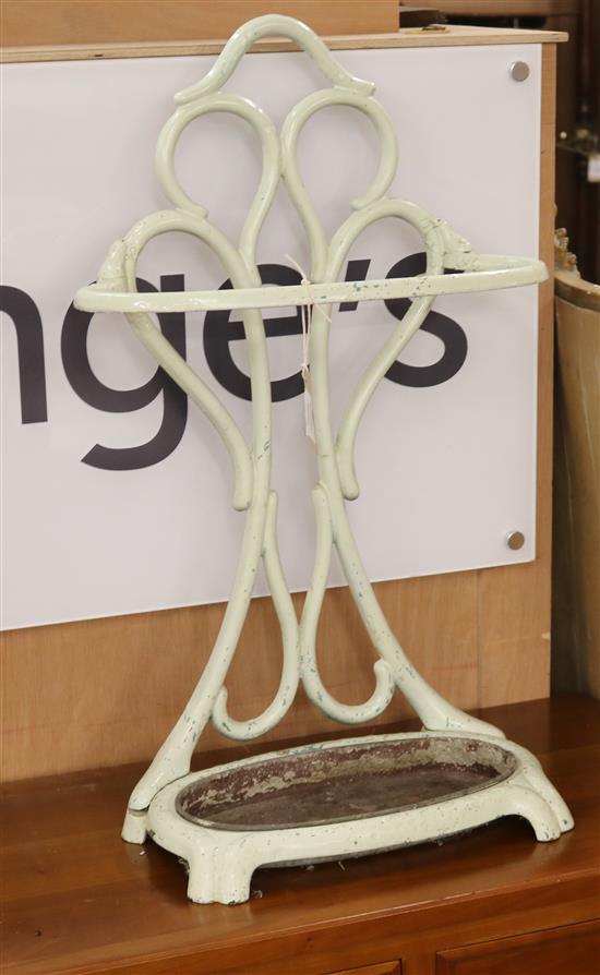 A Victorian white painted stick and umbrella stand W.42cm